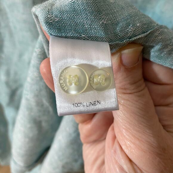 Murano Baird McNutt 100% Linen Button Up Shirt Blue Long Sleeve Men’s Large - Picture 6 of 7